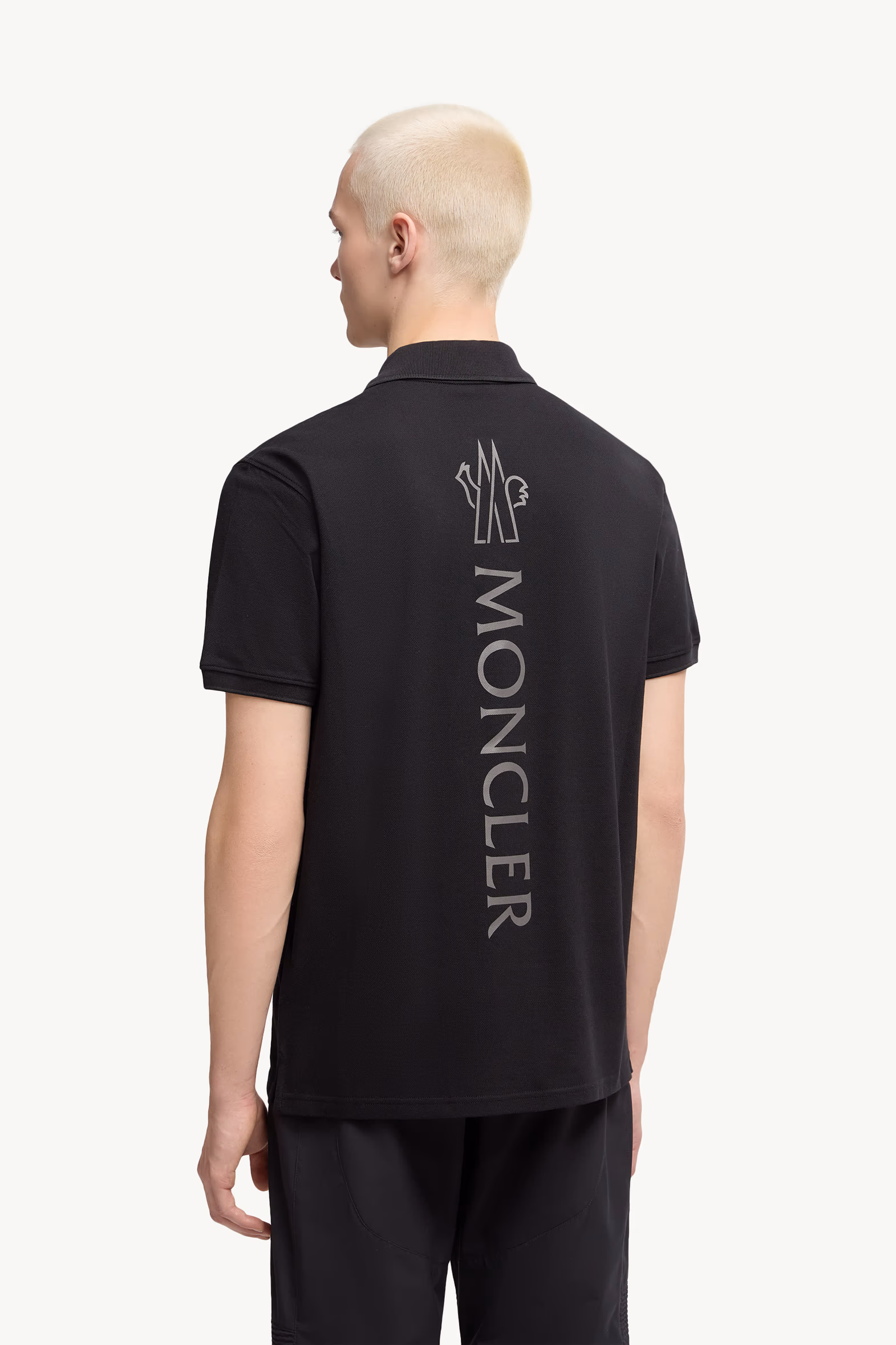 Logo Cotton Piquet Polo Shirt Men Black Moncler 5